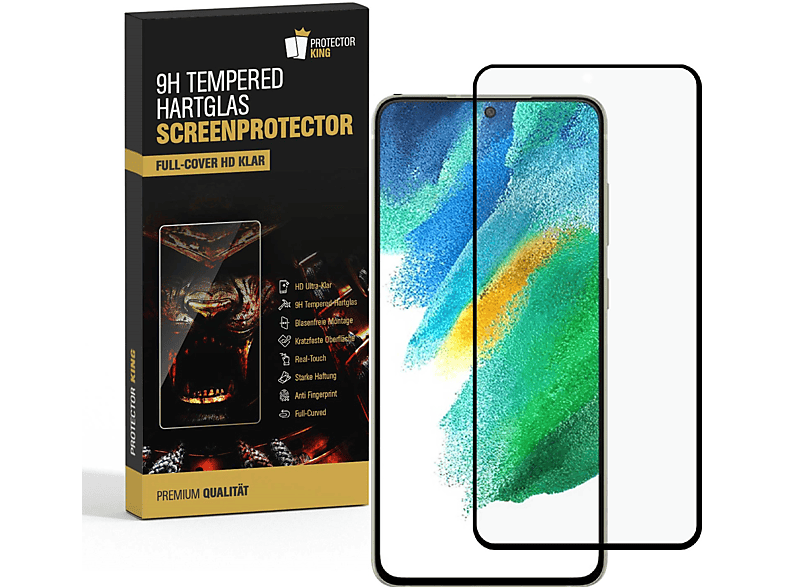 PROTECTORKING 2x FE) HD KLAR COVER Displayschutzfolie(für FULL Schutzglas Hartglas S21 Galaxy Samsung 9H