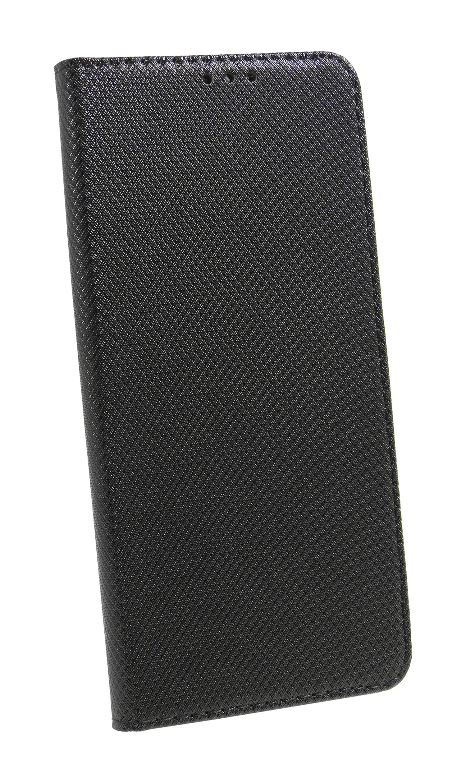 Custodia per telefono nera chiusa. Superficie strutturata. Design minimalista e colore nero pieno.