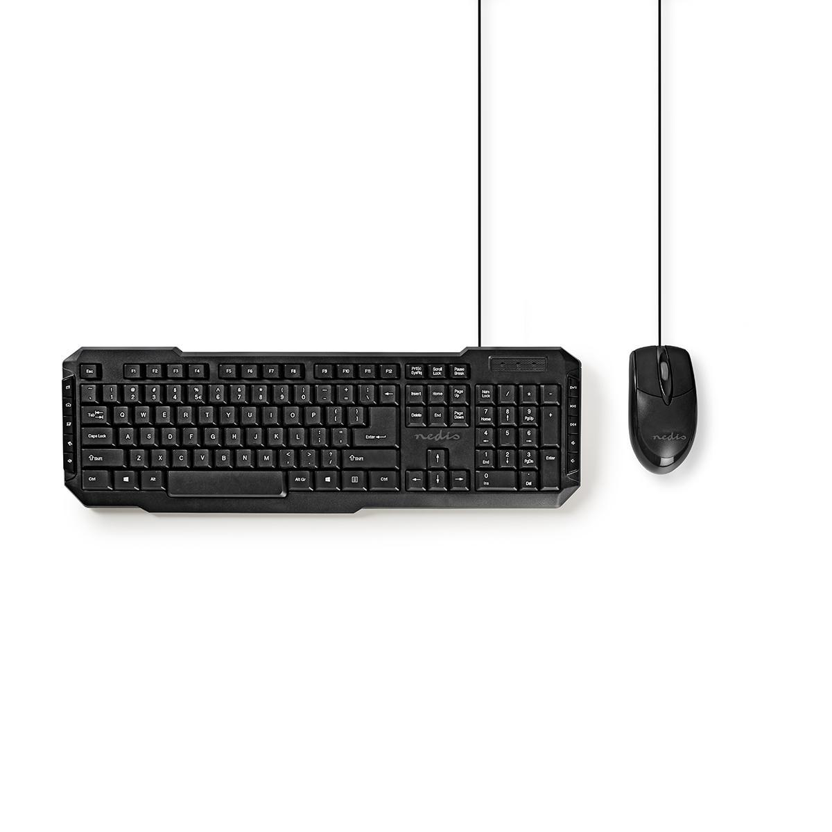 NEDIS Schwarz Tastatur-Set, Maus KBMC100BKUS, und