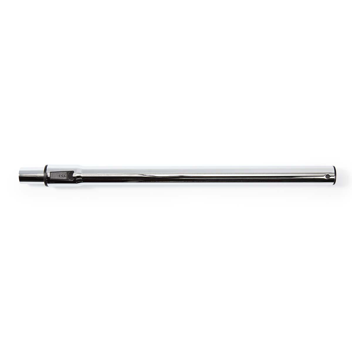 Silver vacuum cleaner extension tube, isolated on white background.