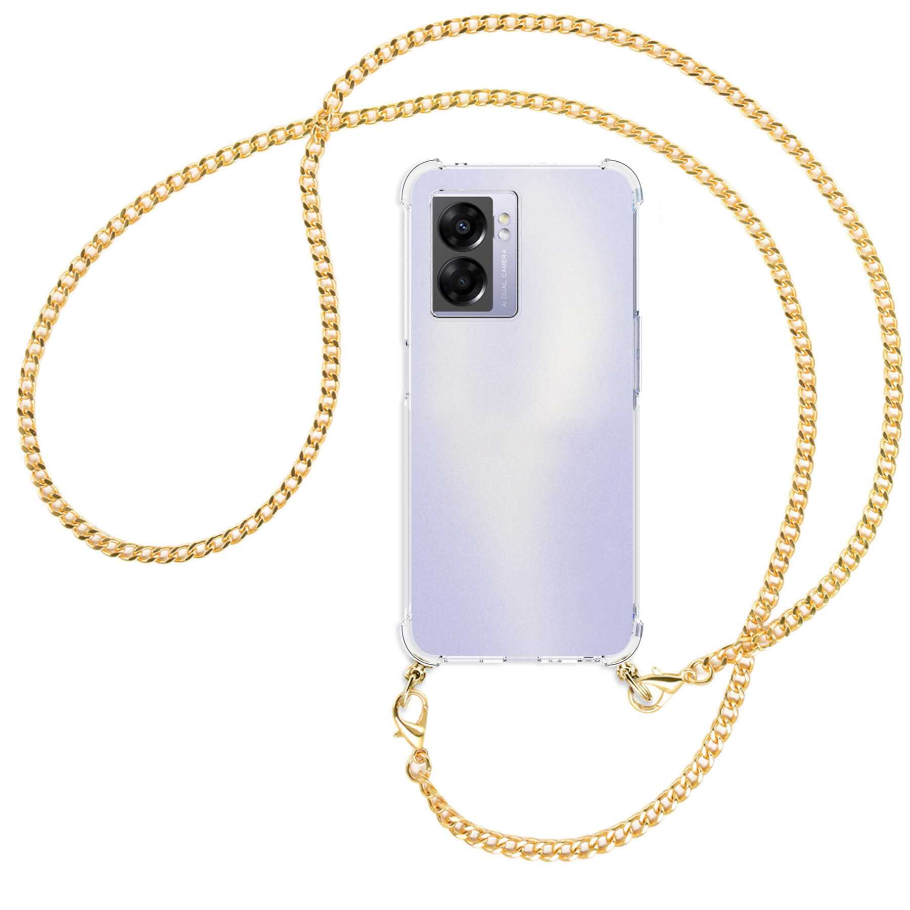 MTB MORE ENERGY Realme Narzo mit A77 5G, (gold) Kette Umhänge-Hülle Oppo, A57 Backcover, 5G, 5G, Metallkette, 50