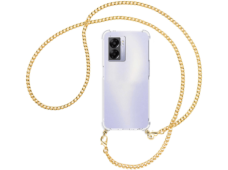 MTB MORE ENERGY Realme Narzo mit A77 5G, (gold) Kette Umhänge-Hülle Oppo, A57 Backcover, 5G, 5G, Metallkette, 50