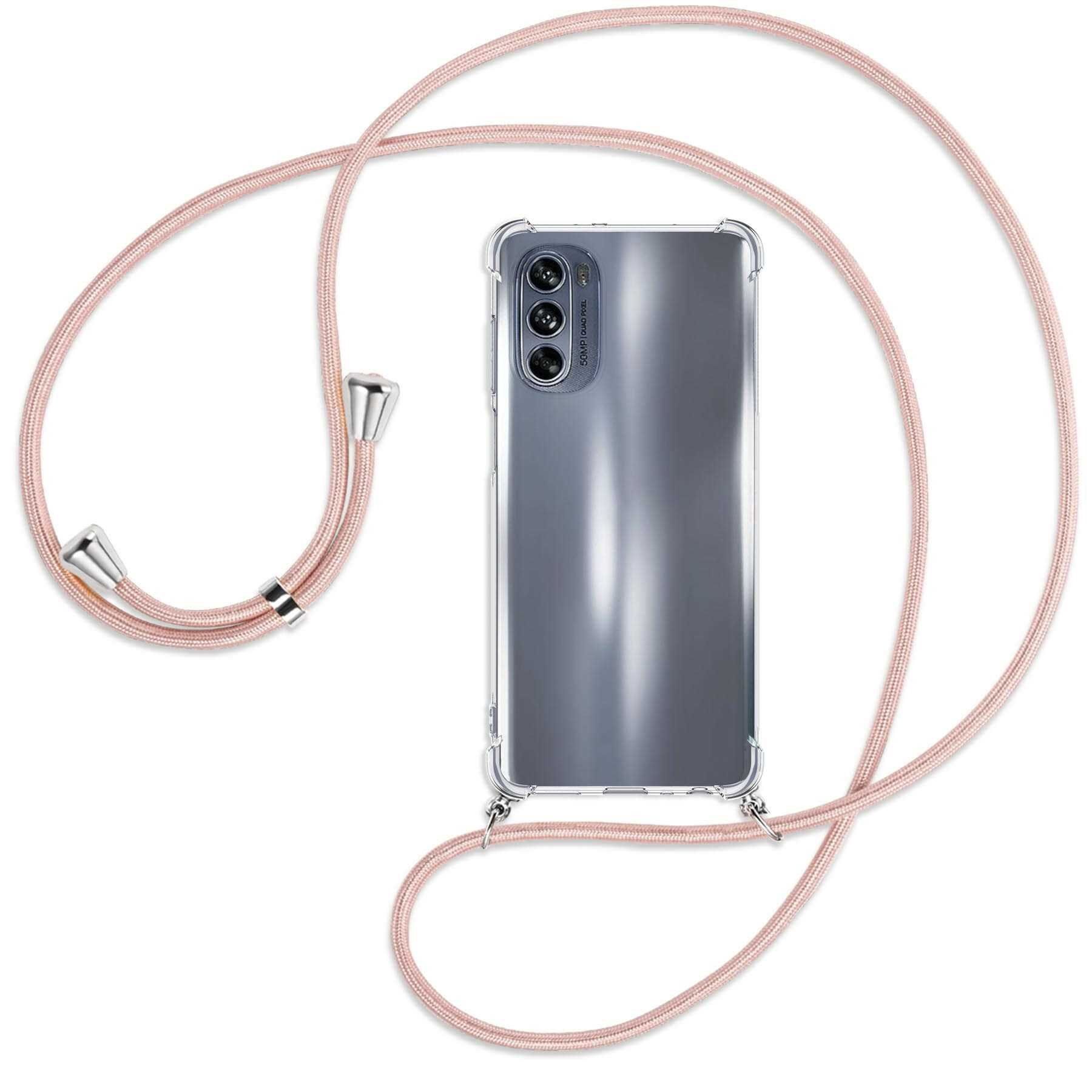 / Silber 5G, Moto mit Kordel, Backcover, Motorola, MORE Umhänge-Hülle ENERGY MTB Rosegold G62