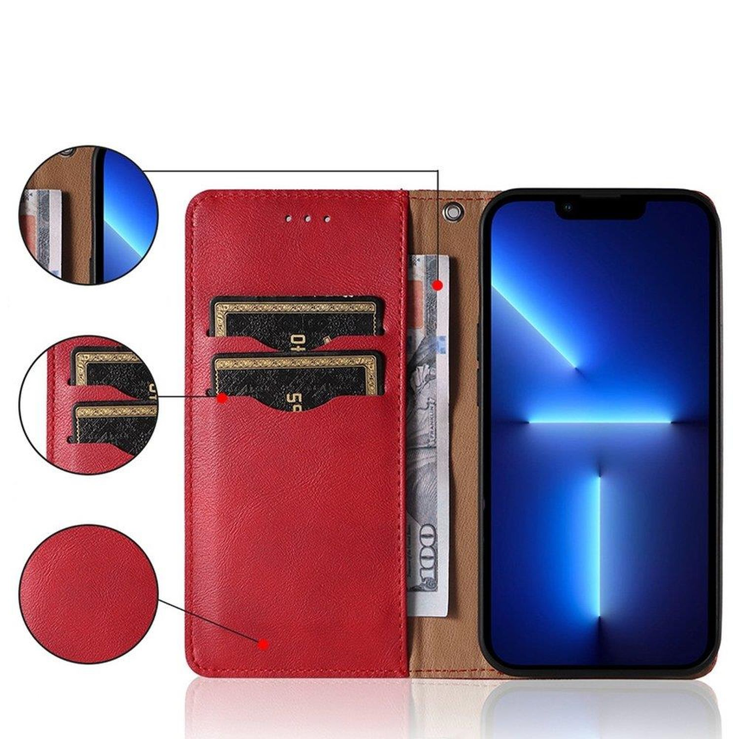 COFI Magnetband Hülle, Bookcover, Xiaomi, Redmi Note 11, Rot