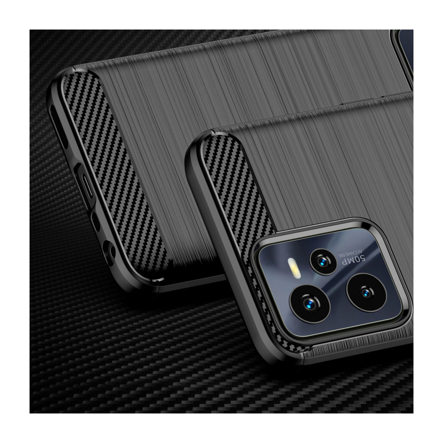 Case Handyhülle Silikon mit Backcover, Hülle C35 Soft C35, Schwarz, kompatibel Schwarz Realme, Realme TPU Schutzhülle COFI Carbon Cover