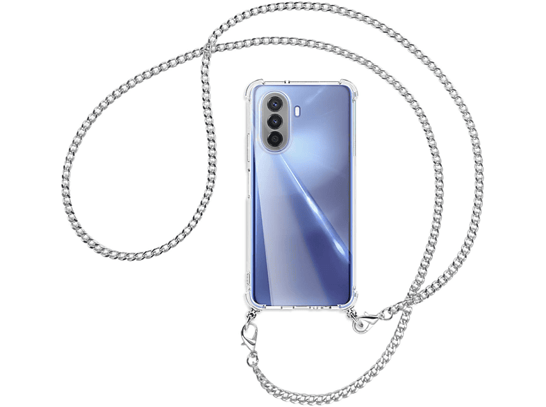 Metallkette, MORE Y70, Umhänge-Hülle Huawei, Backcover, mit Kette ENERGY MTB (silber) Nova