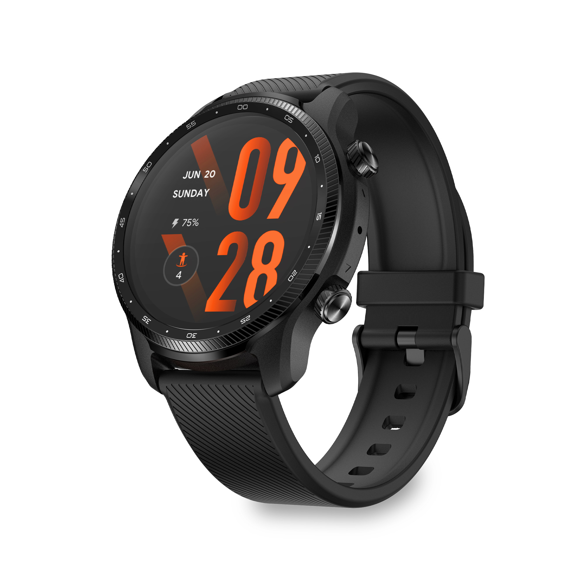 Ticwatch 3 Ultra gps smartwatch qualcomm sdw4100 y mobvoi sistema de procesador dual wear os watch para hombres reloj negro pant amoled 14 so by google bt 5.0 hasta 45 inoxidable