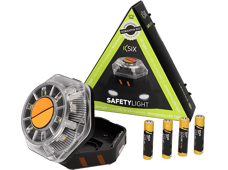 Luz de Emergencia - KSIX V16 Safety Light, Articulada, Homologada Dgt, Modo  Linterna, Pilas Incluidas