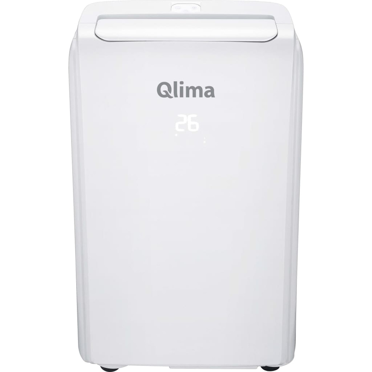 A white portable air conditioner with the brand Qlima and the number 26 displayed.