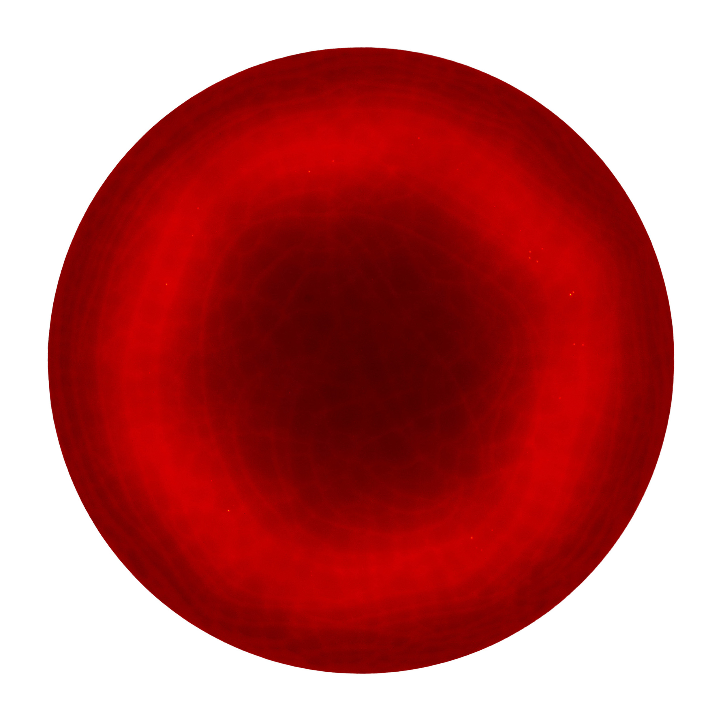 Ein roter Kreis mit dunklem Zentrum. Die Farbe des Kreises verblasst von Rot zu Dunkel.