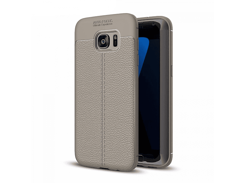 CASEONLINE Ledermuster, Backcover, Samsung, Galaxy S7 Edge, Grau