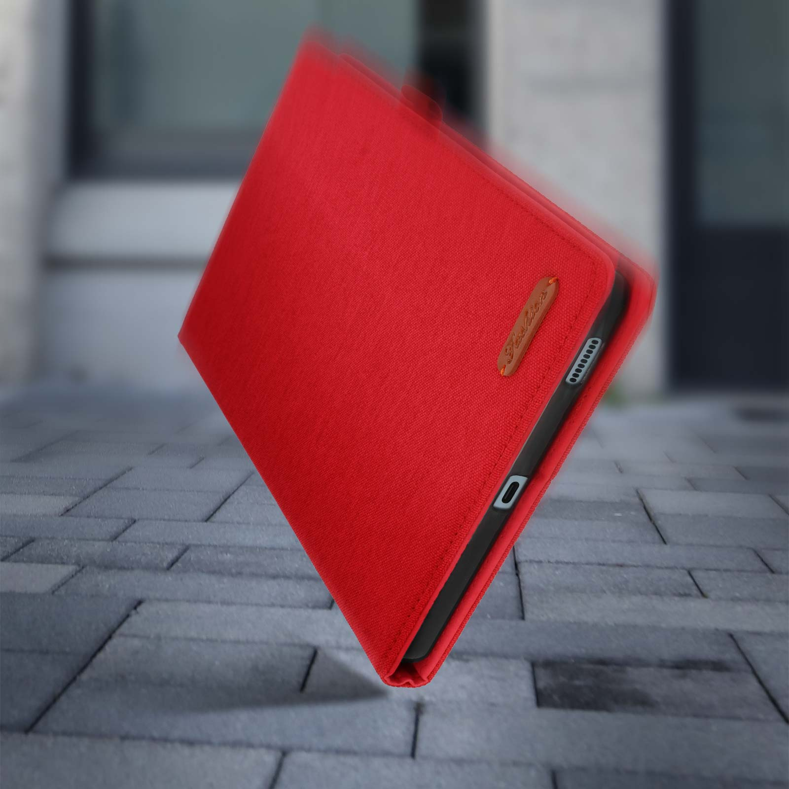 Stoff, Etui für Bookcover Samsung AVIZAR Rot Series Shmats