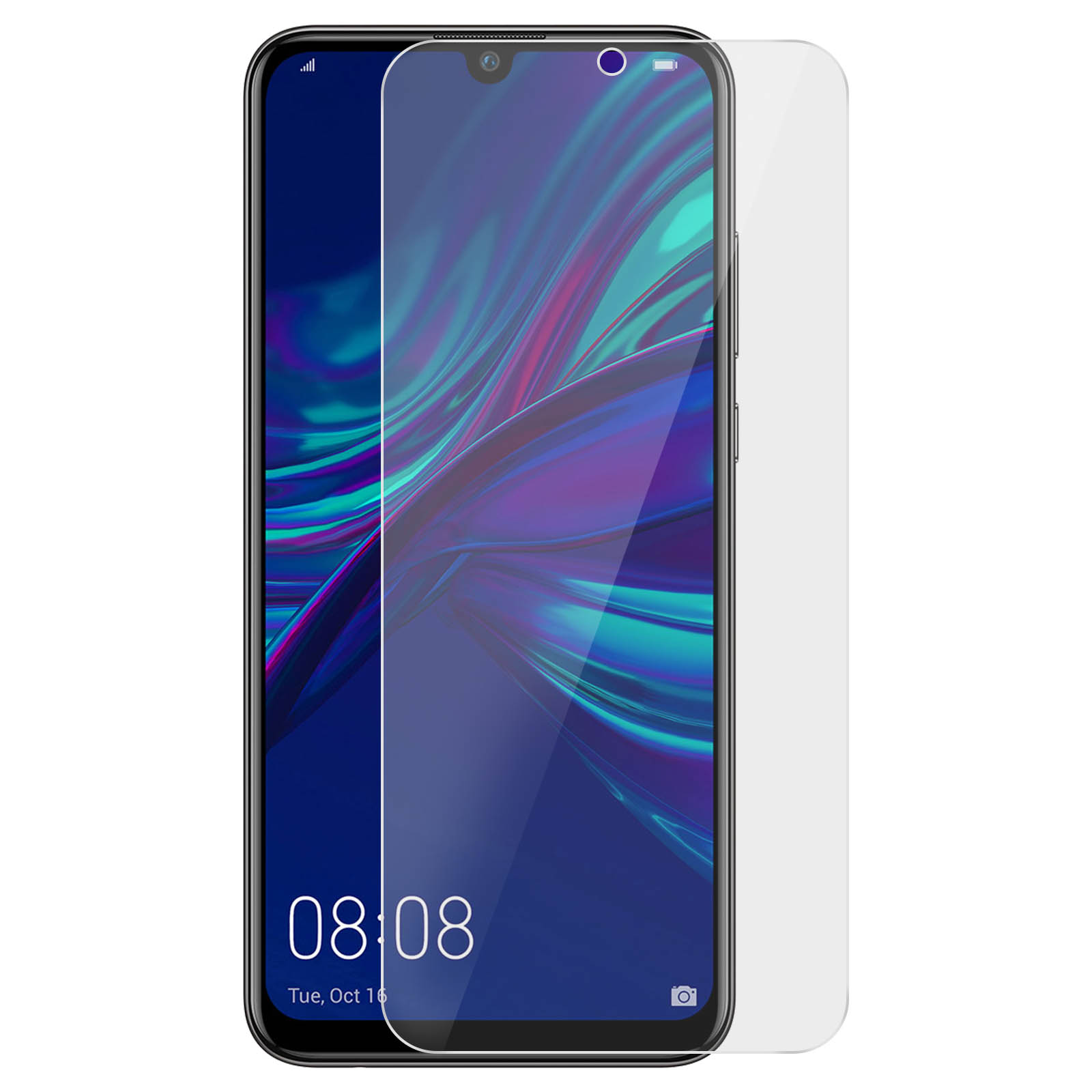 Un telefono con protezione per lo schermo applicata. Una protezione per lo schermo trasparente è sullo schermo del telefono.