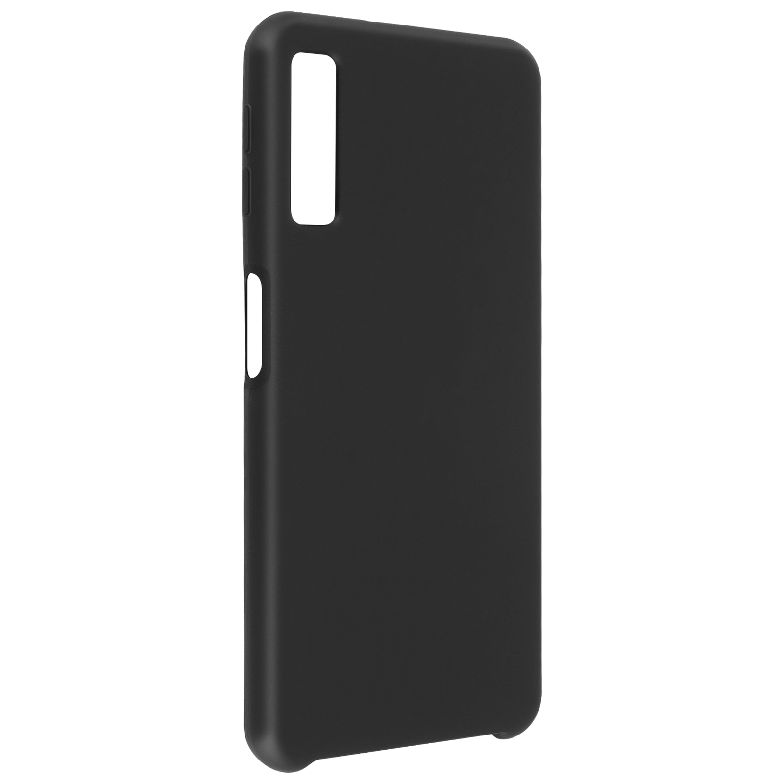 Schwarze Handyhülle mit Aussparungen für Kamera und Knöpfe. Schlankes, schlichtes Design.