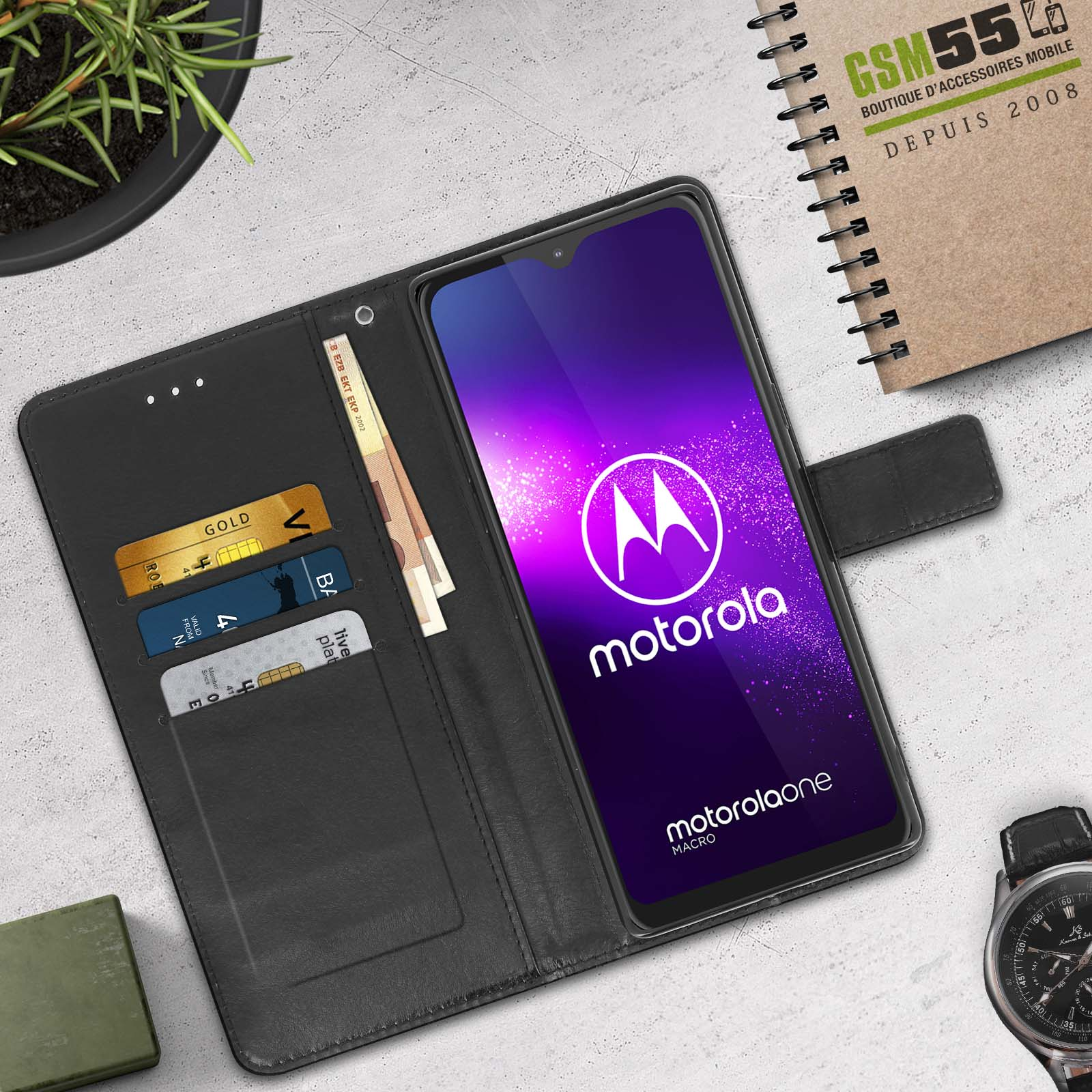 AVIZAR Schwarz Motorola, Series, Retro Moto G Bookcover, Pro,