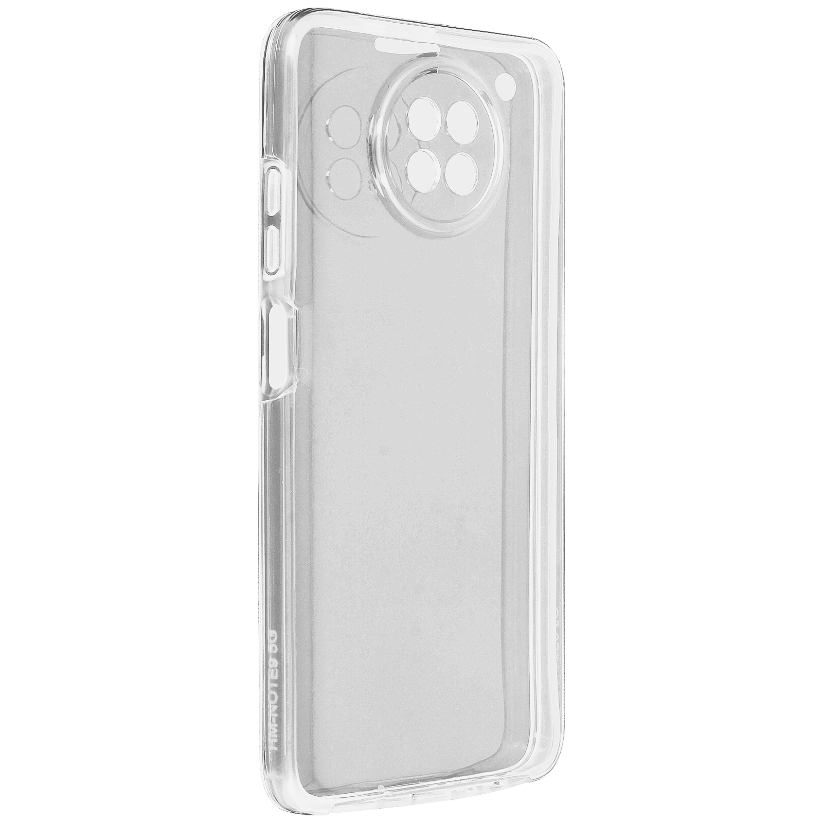 Coque de téléphone transparente. Le téléphone n'est pas visible. Fond uni.