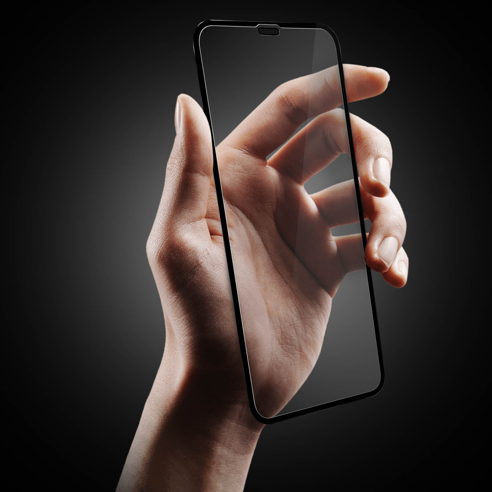 AVIZAR Gehärtetes Glas Schutzfolie 11) 9H Apple Schwarz iPhone Härtegrad, Rand mit Glas-Folien(für