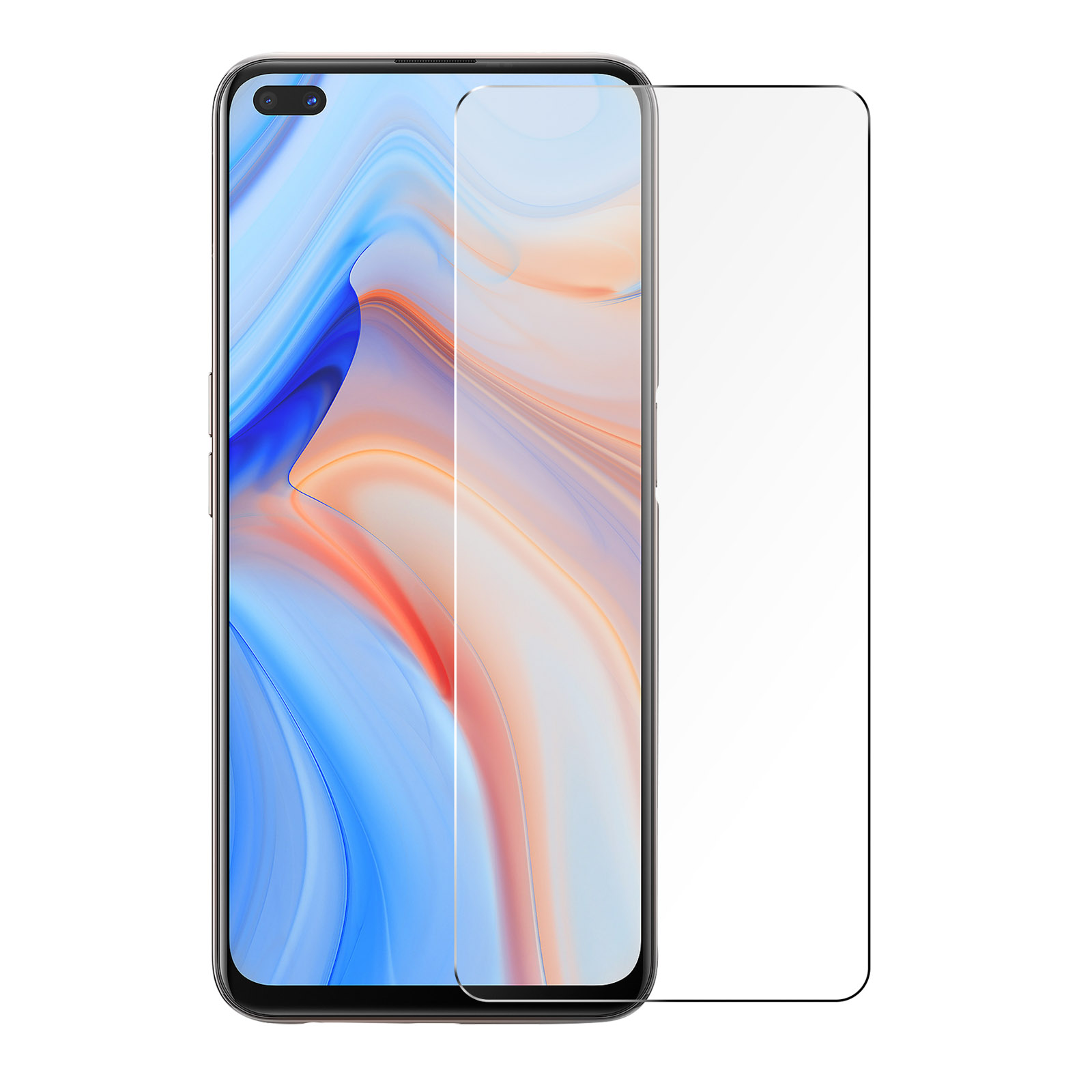 Uno smartphone mostra una protezione per lo schermo accanto a un'altra, pronta per essere installata.