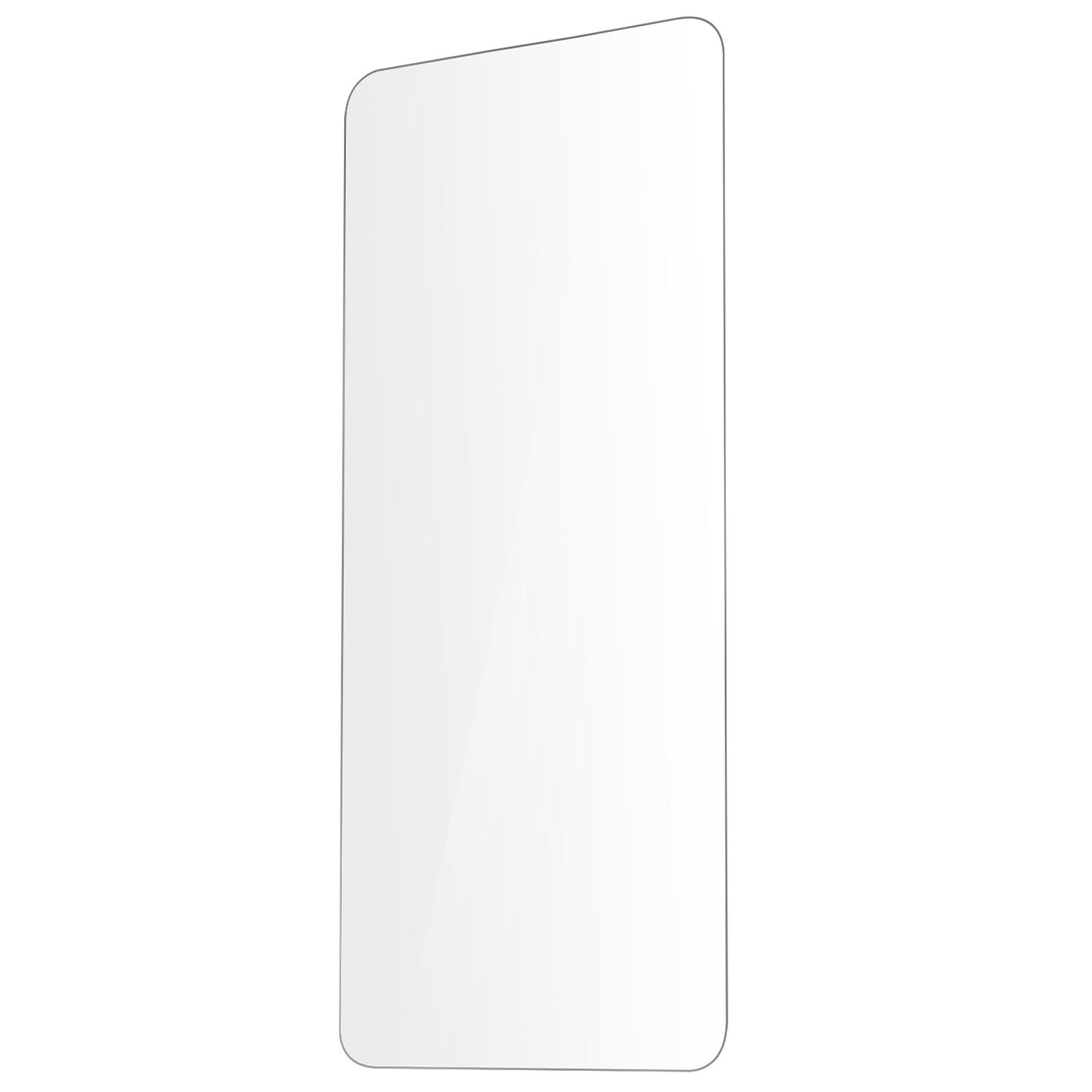 Écran de protection transparent pour un téléphone, isolé sur fond blanc.