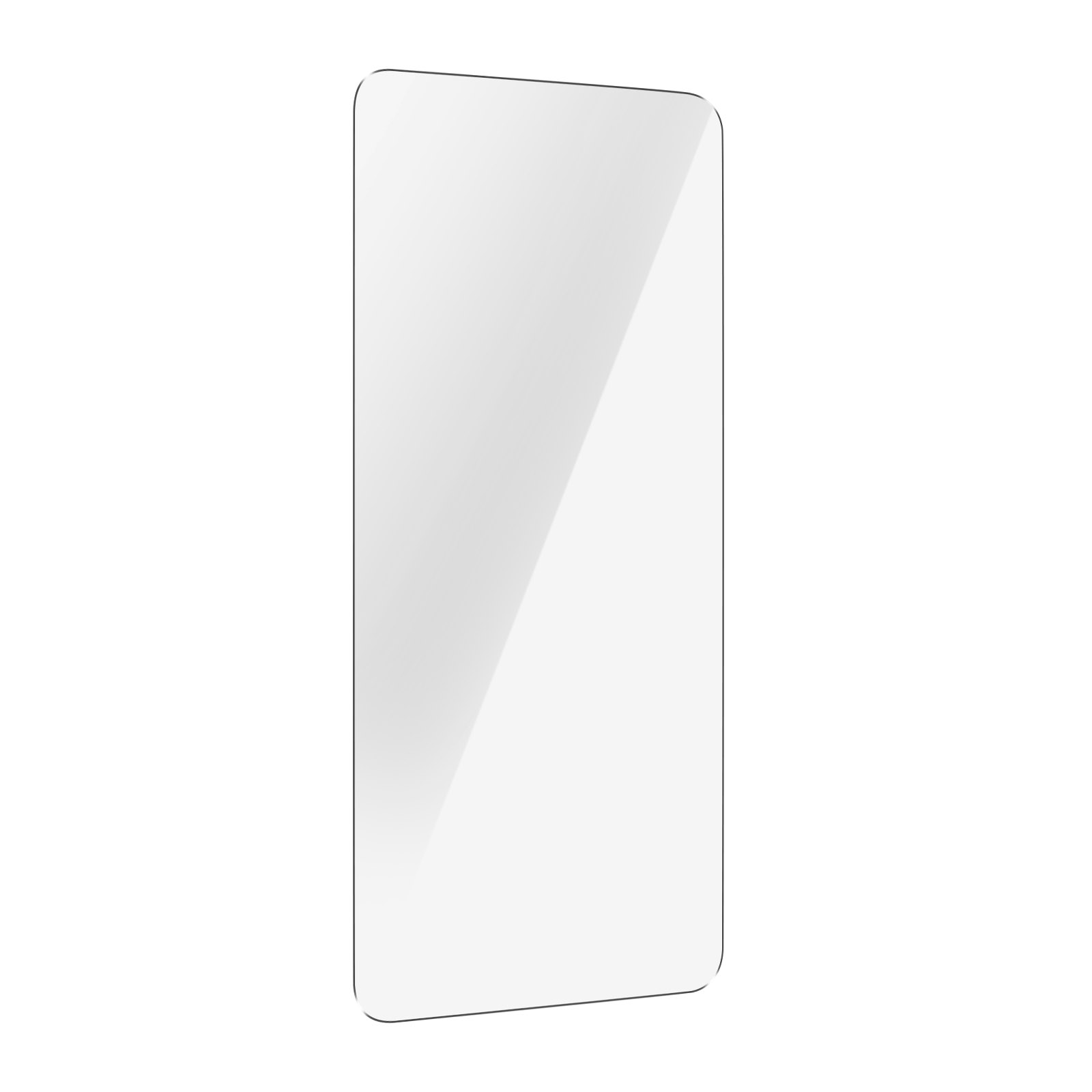 Transparante schermbeschermer voor een smartphone. Rechthoekig en transparant, geïsoleerd op wit.