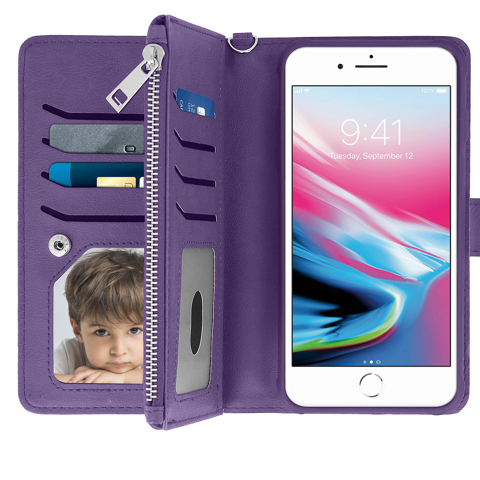 AVIZAR Kartera Series, Apple, 8 Plus, Violett Bookcover, iPhone
