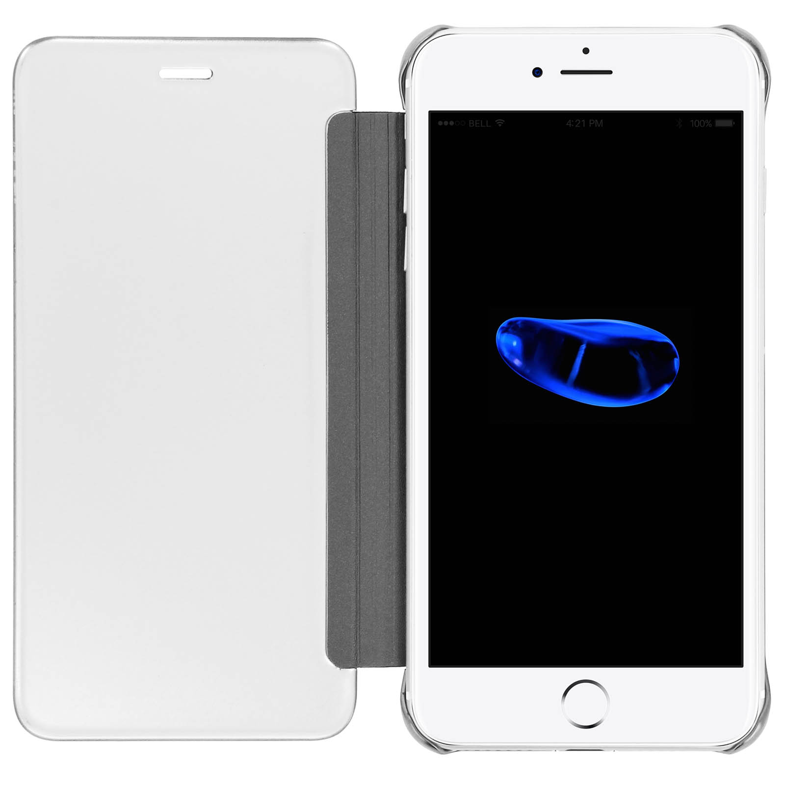 AVIZAR iPhone Plus, 8 Apple, Spiegeleffekt Silber Series, Bookcover,