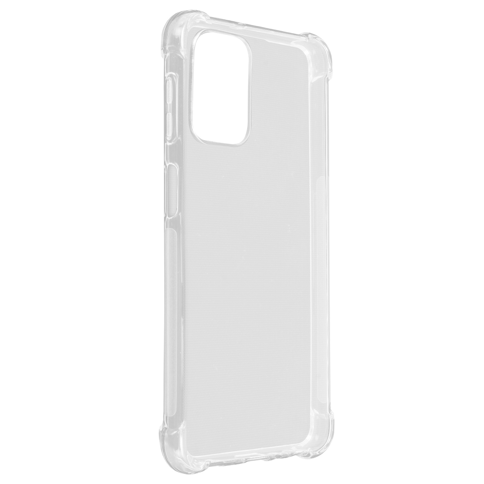 Custodia trasparente per telefono. La custodia è in plastica trasparente. Ha un ritaglio per la fotocamera.