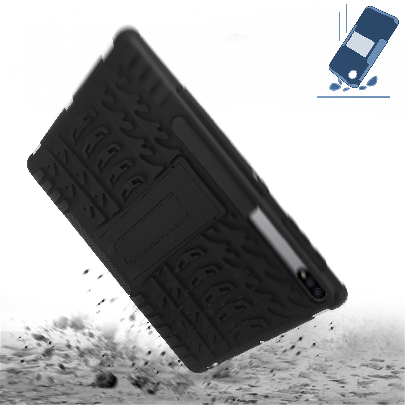 Samsung Backcover Series Schutzhüllen AVIZAR für Polycarbonat und Quadro Schwarz Silikongel,