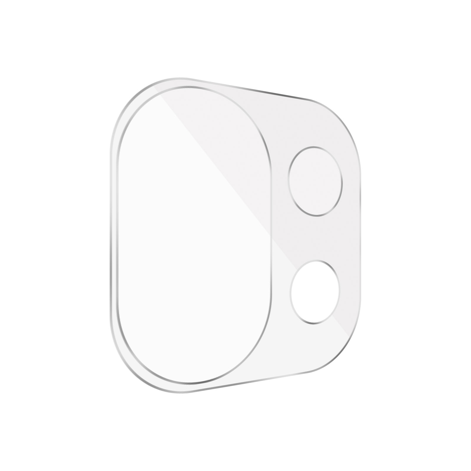 Protezione trasparente per lenti della fotocamera con due cerchi.