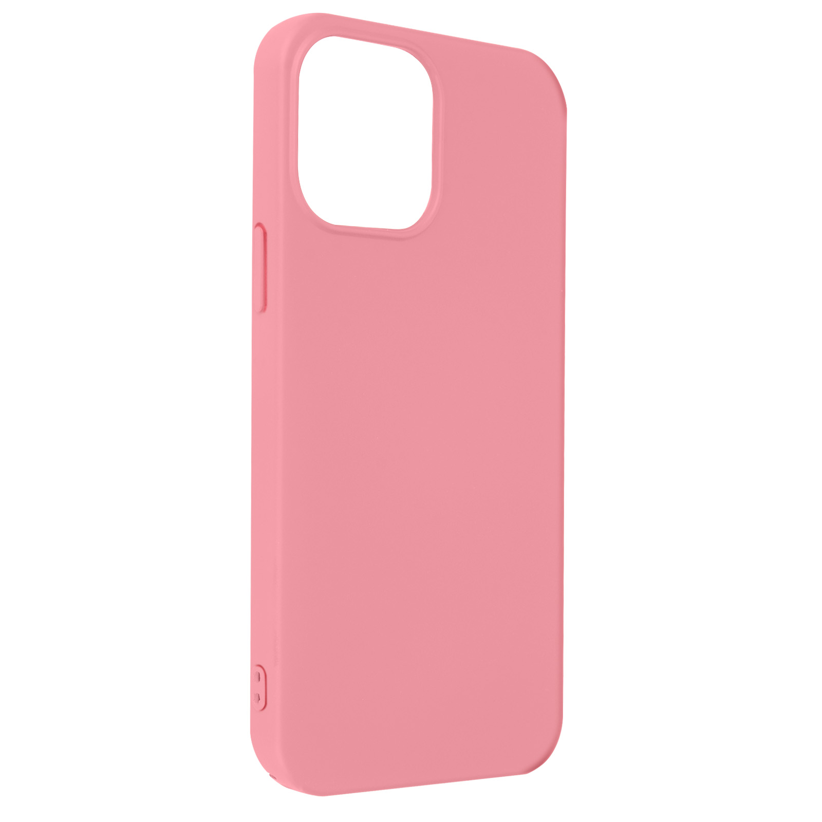 Roze telefoonhoes. Camera-uitsparing. Strak, glad ontwerp. Geïsoleerd op wit.
