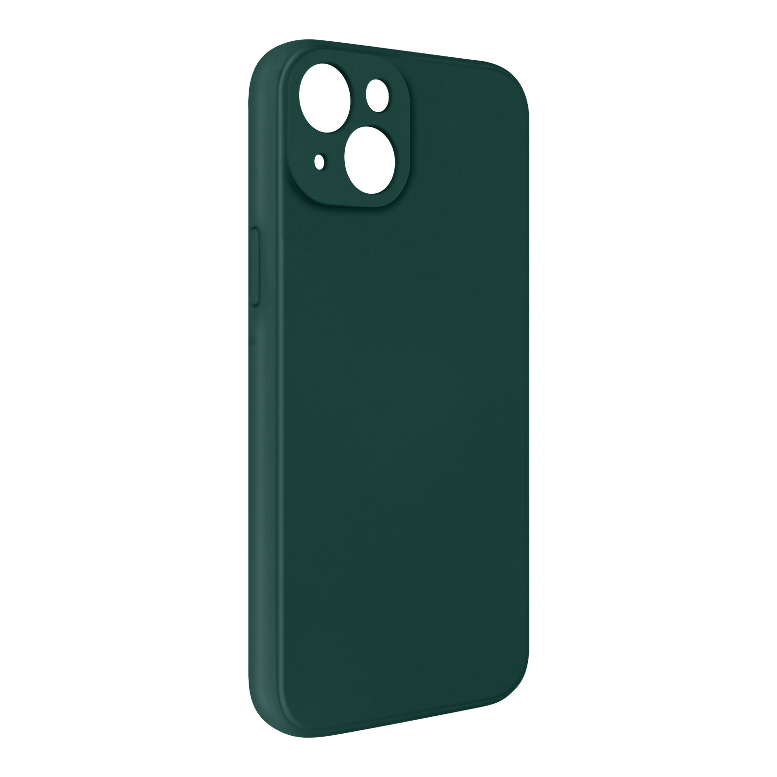 Una custodia per telefono verde scuro con tre ritagli per la fotocamera.