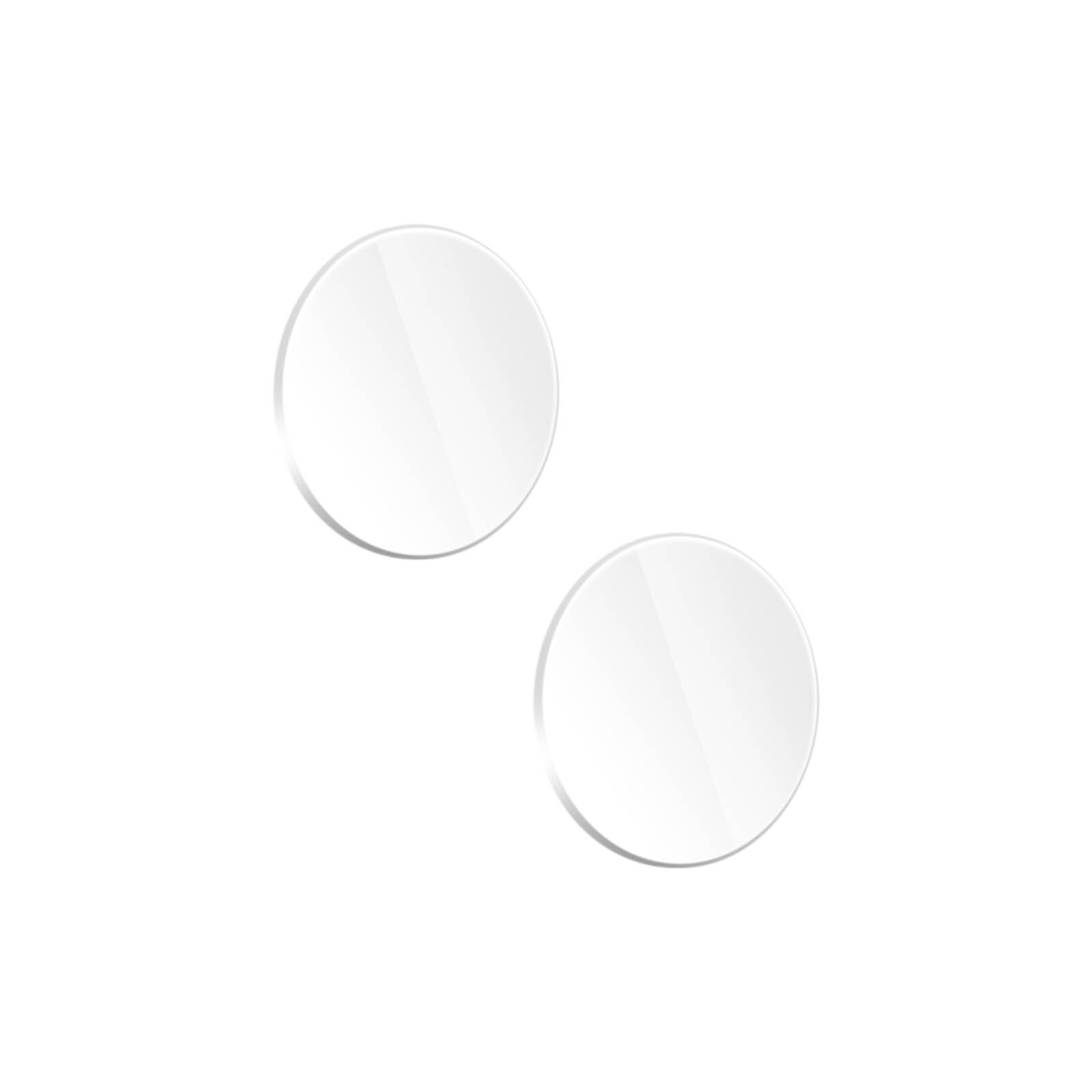 Two circular transparent screen protectors on a white background.