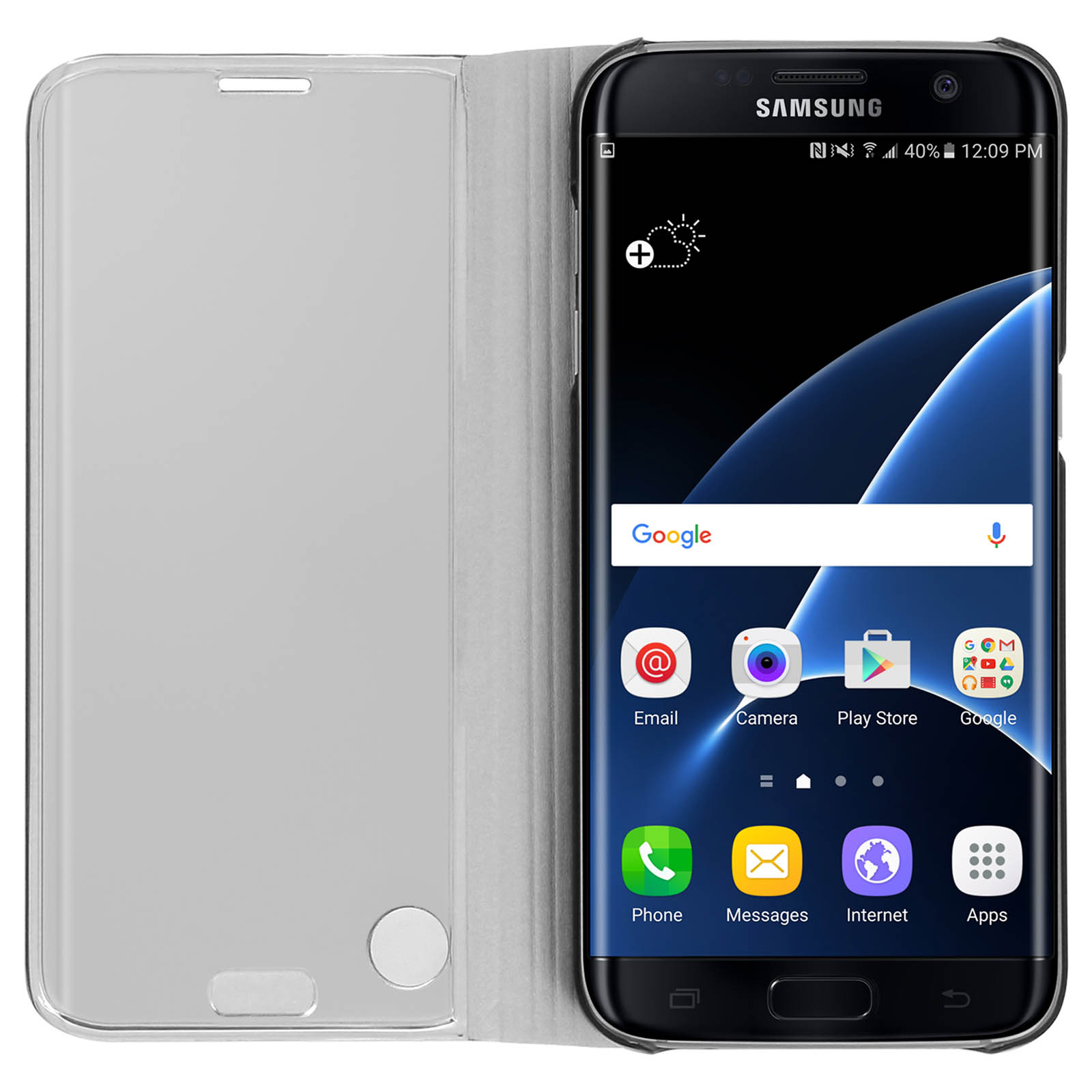 Samsung, Bookcover, Spiegeleffekt AVIZAR Silber Edge, S7 Galaxy Series,