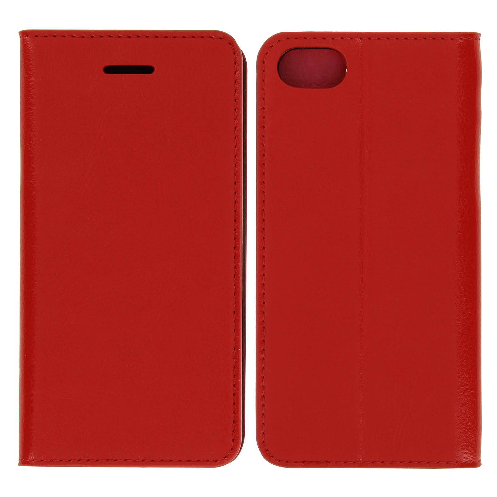 Custodia rossa per telefono aperta. L'interno è vuoto.
