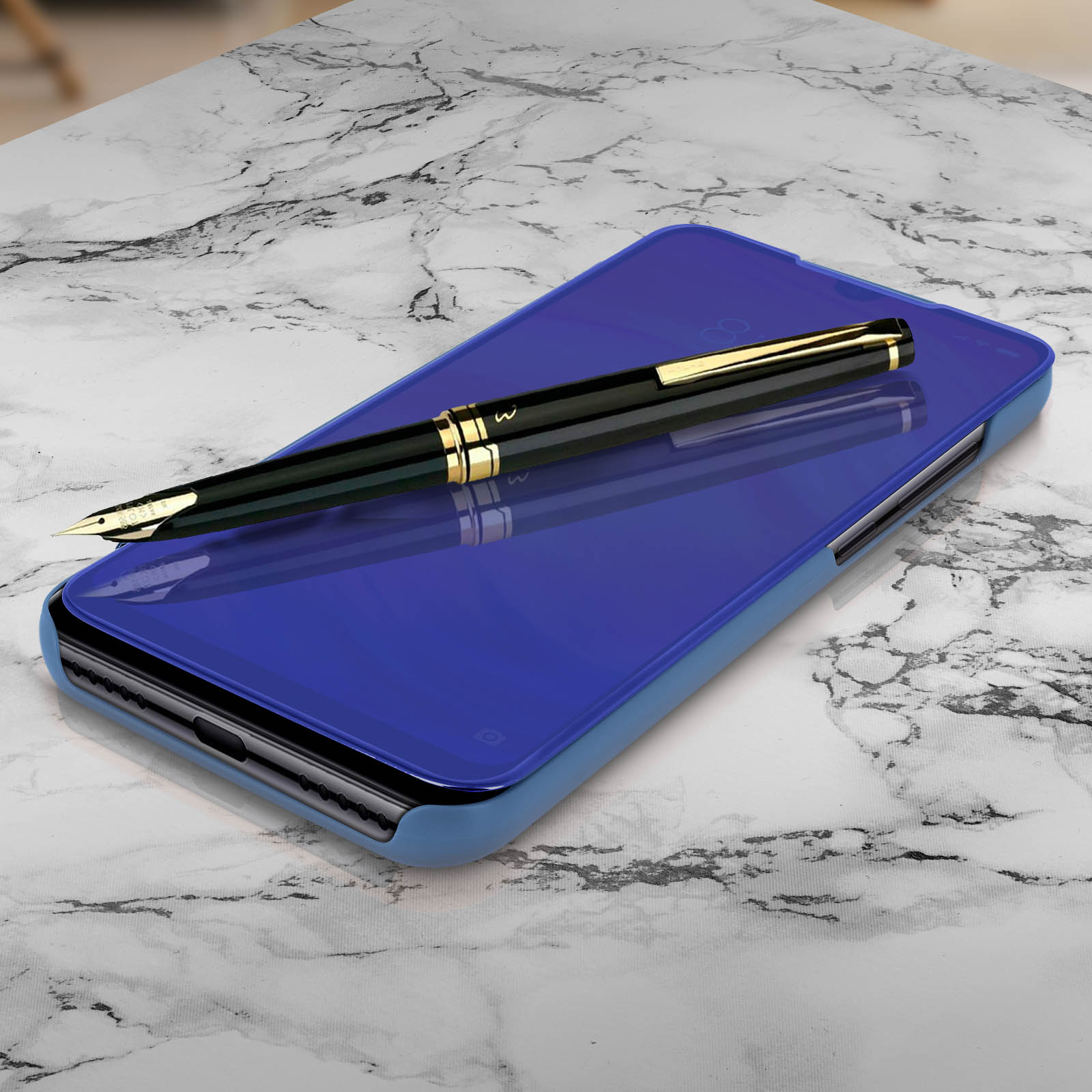 Redmi Bookcover, 7, Spiegeleffekt Blau Note Xiaomi, AVIZAR Series,