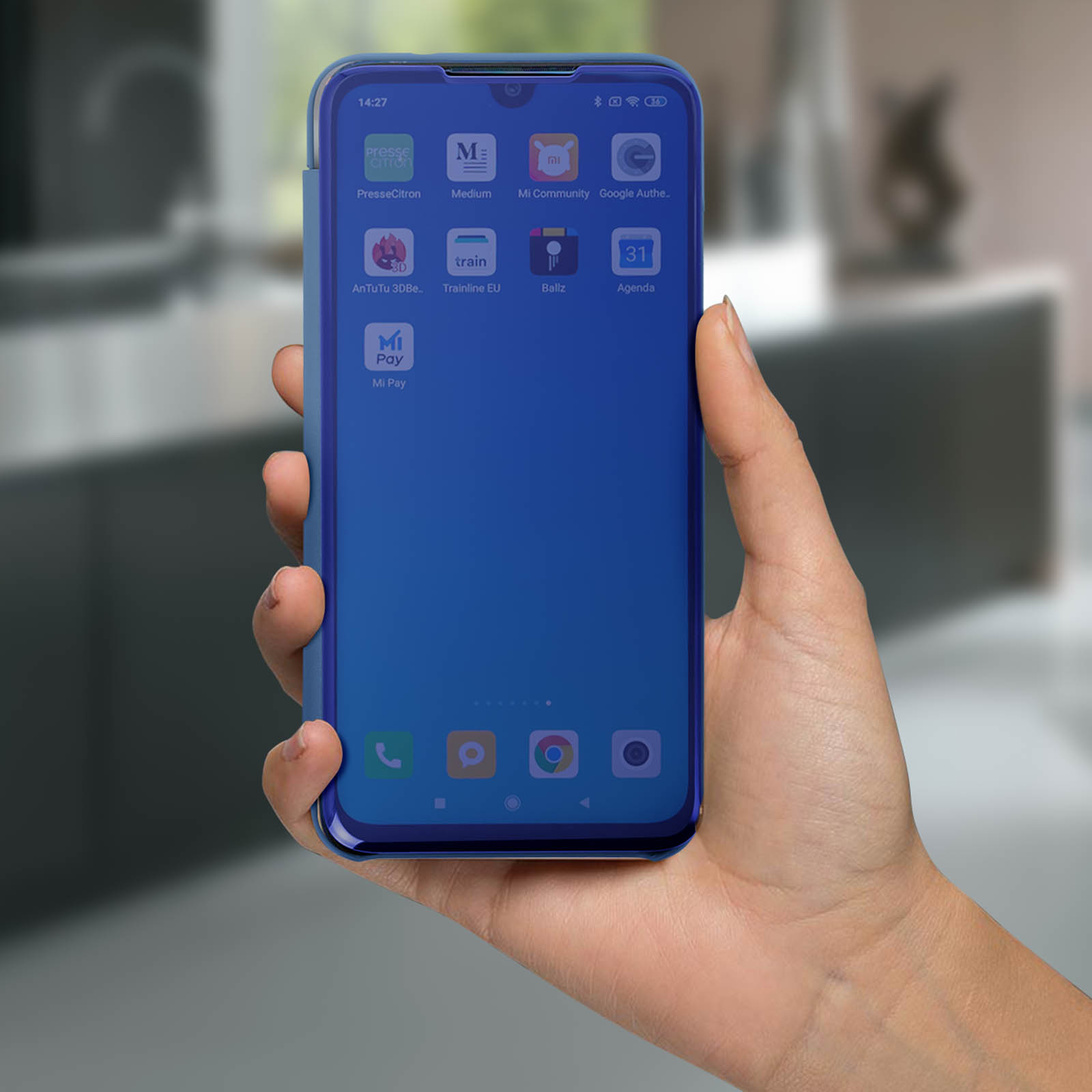 Redmi 7, Series, AVIZAR Note Xiaomi, Spiegeleffekt Blau Bookcover,