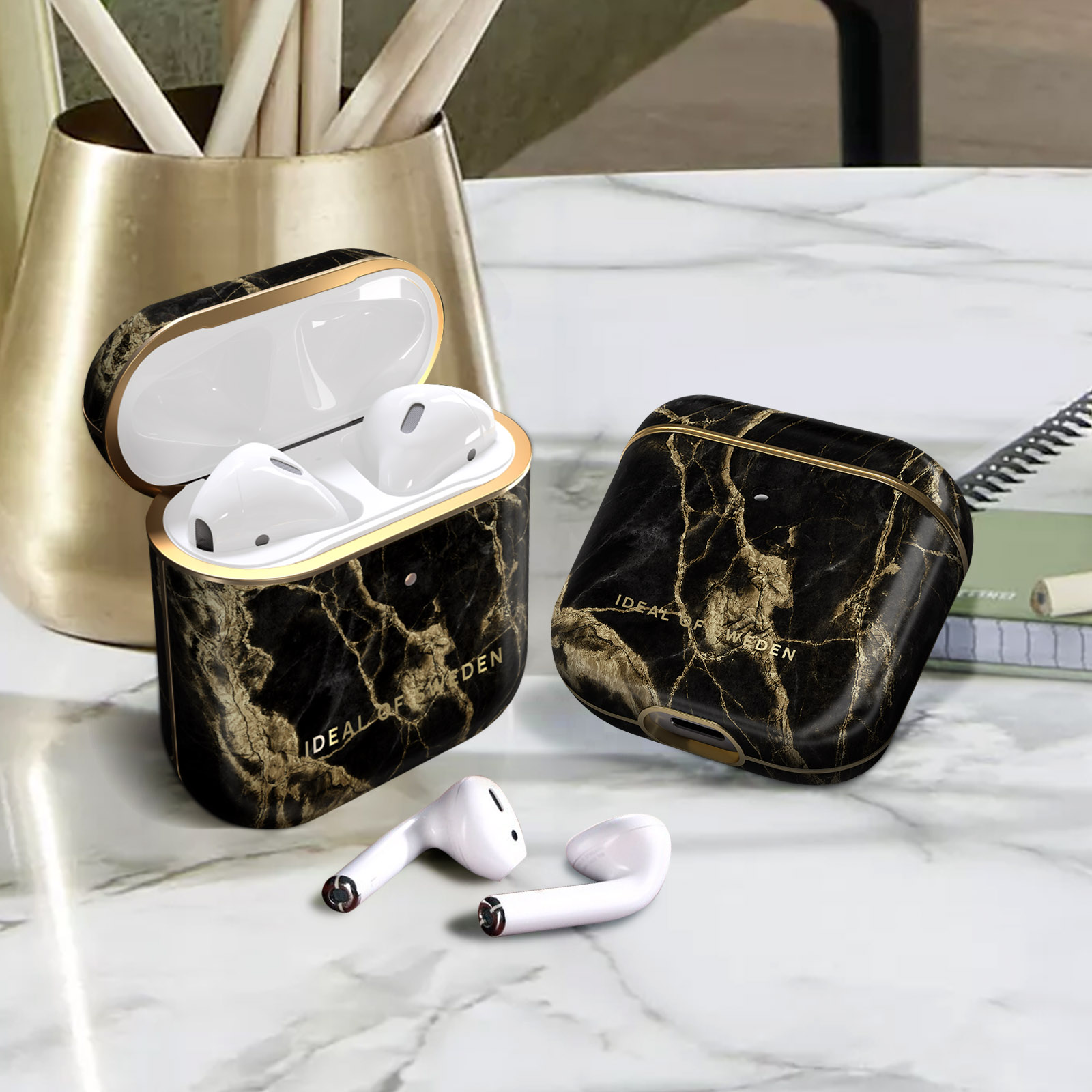 IDEAL OF Cover für: Marble Smoke Full SWEDEN AirPod Case Apple Golden passend IDFAPC-191