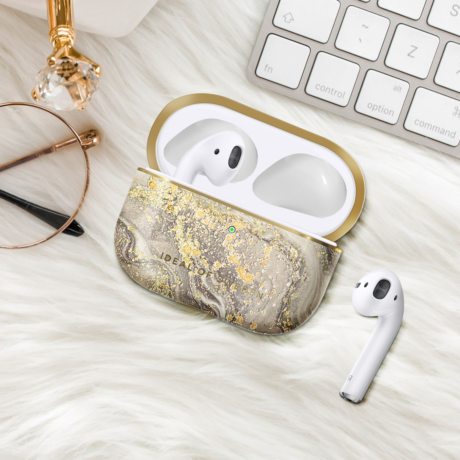 IDEAL AirPod SWEDEN für: Sparkle Cover Case IDFAPC-PRO-121 passend Apple Greige OF Full Marble