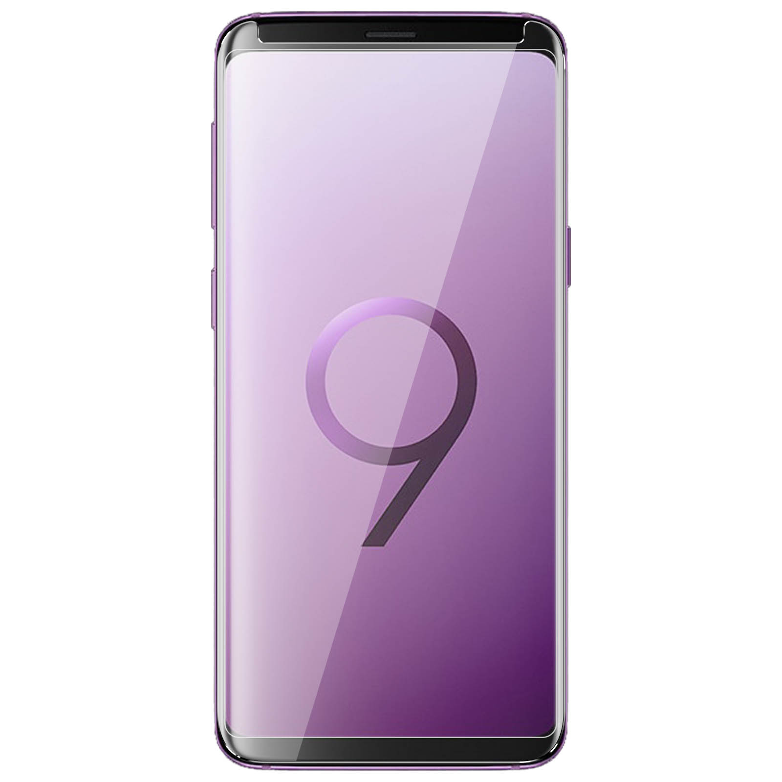 Uno schermo del telefono con una protezione per lo schermo. Lo sfondo è una sfumatura viola.