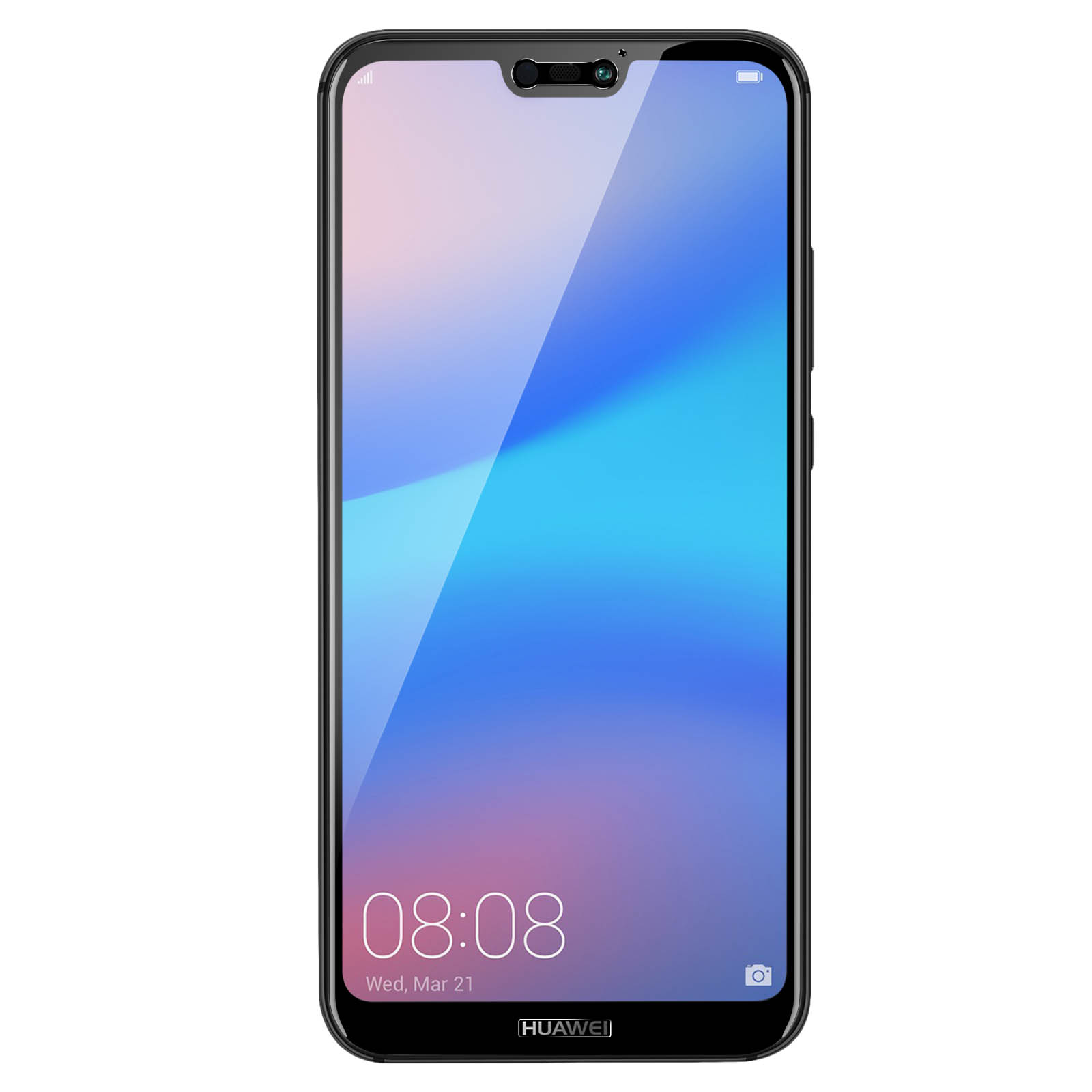 Un téléphone avec un protecteur d'écran. L'écran affiche l'heure et la date.