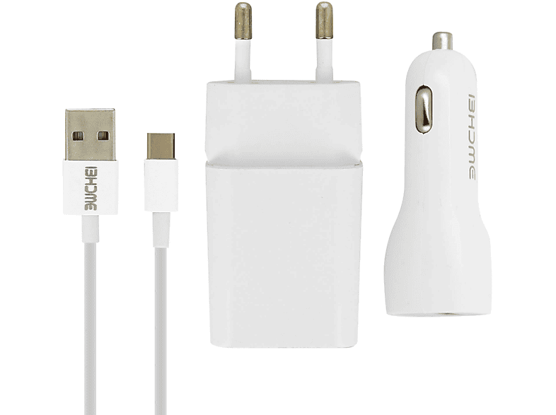 Zigarettenanzünder Netzteil 2.1A KFZ-Ladegerät Kabel Ladegerät Ladesets + Anschluss, AVIZAR Universal, USB-C mit + Weiß