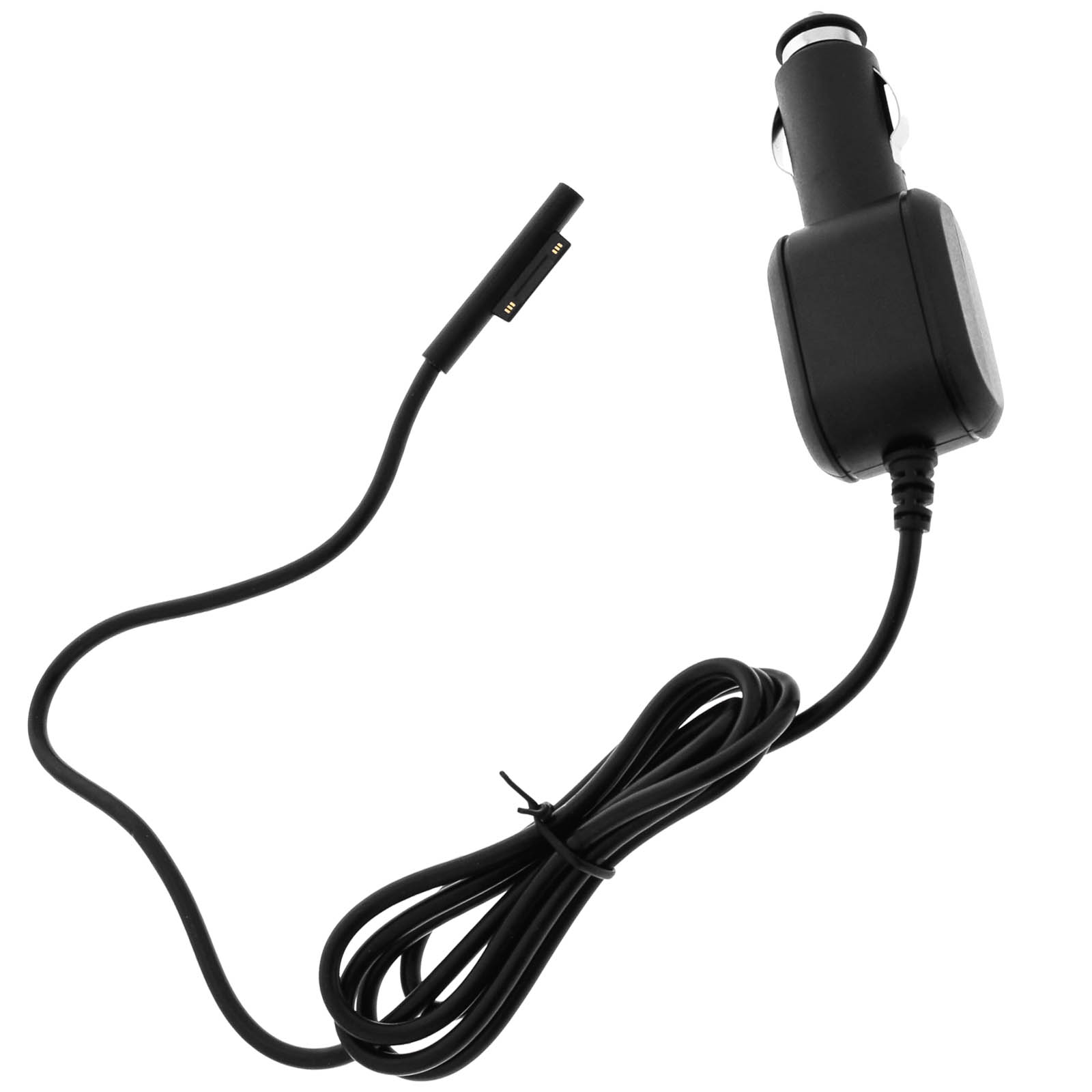 Schwarzes Autoladegerät mit Kabel. Weißer Hintergrund.