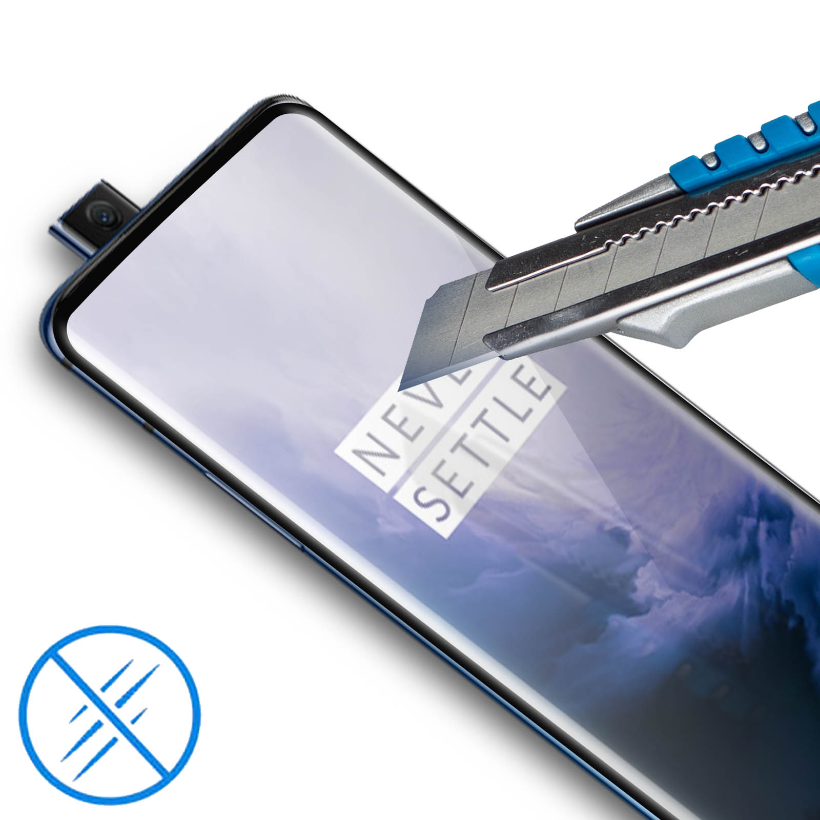 Gehärtetes Schutzfolie OnePlus mit Rand AVIZAR Härtegrad, 7T Glas-Folien(für Schwarz 9H Glas Pro)