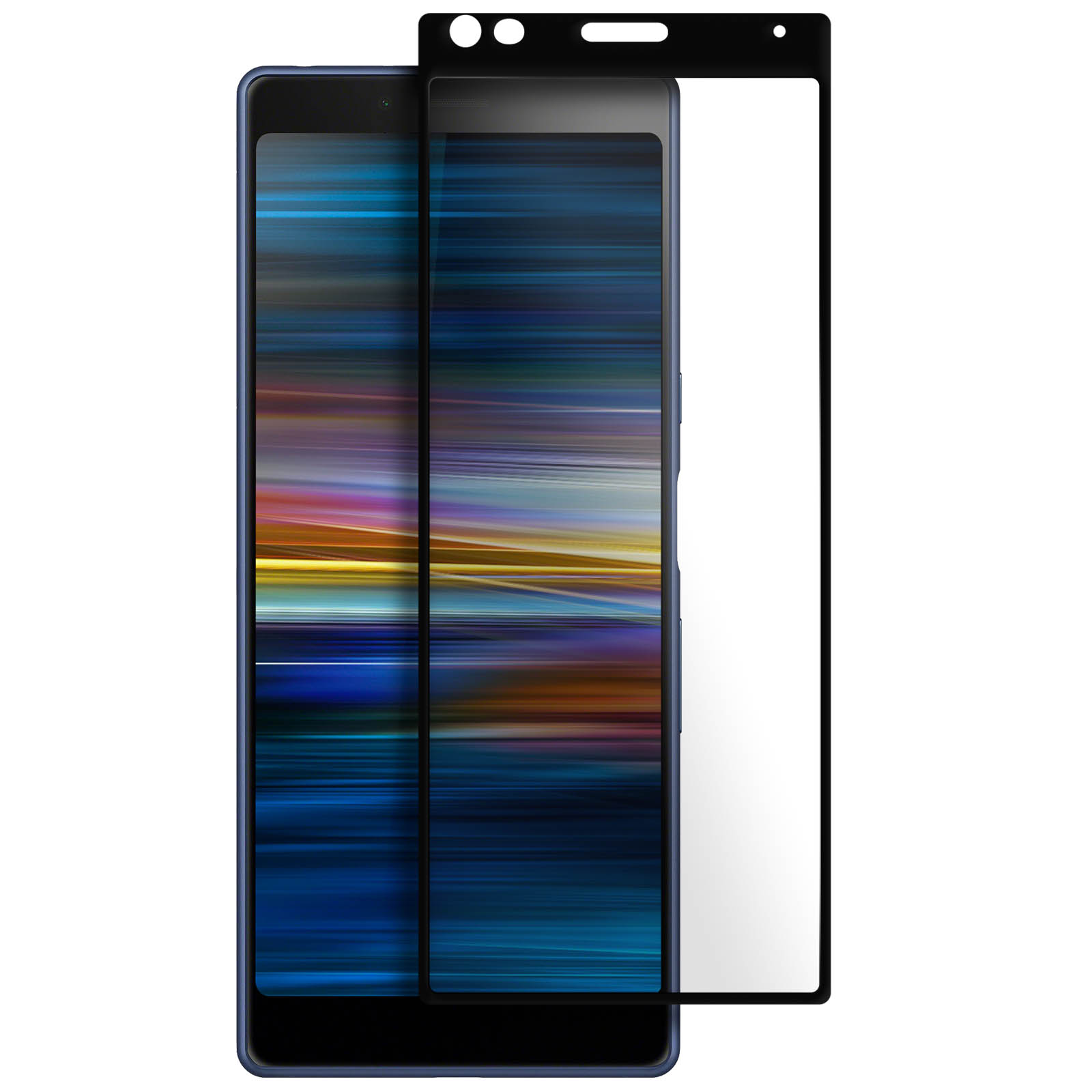 AVIZAR Gehärtetes Glas Schwarz Rand L3) Schutzfolie Sony Xperia 9H mit Härtegrad, Glas-Folien(für