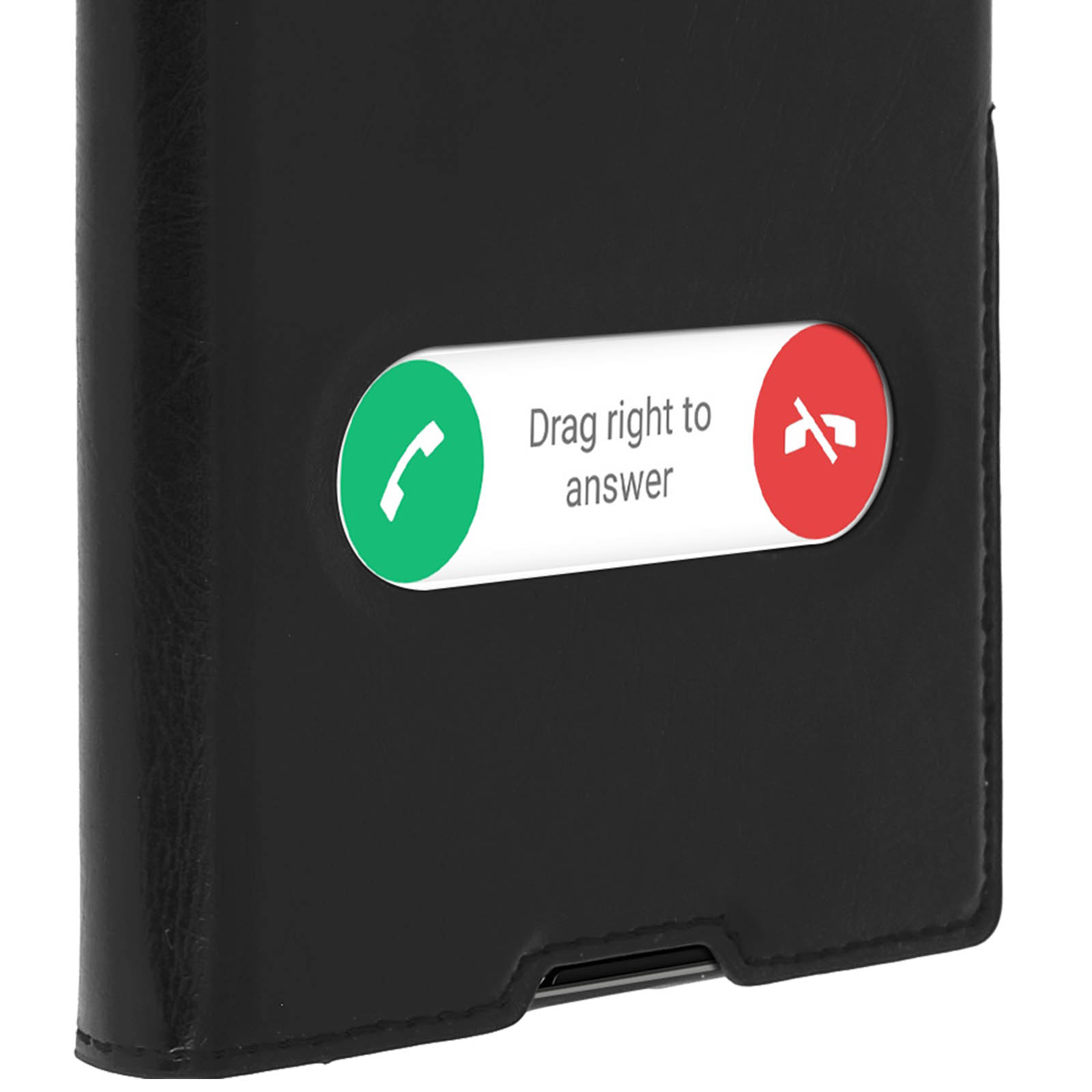 Custodia nera con interfaccia di chiamata. Pulsanti rosso e verde.