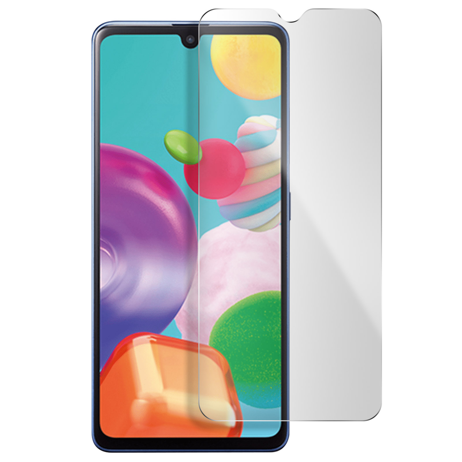 Telefono con protezione schermo, con immagini colorate.