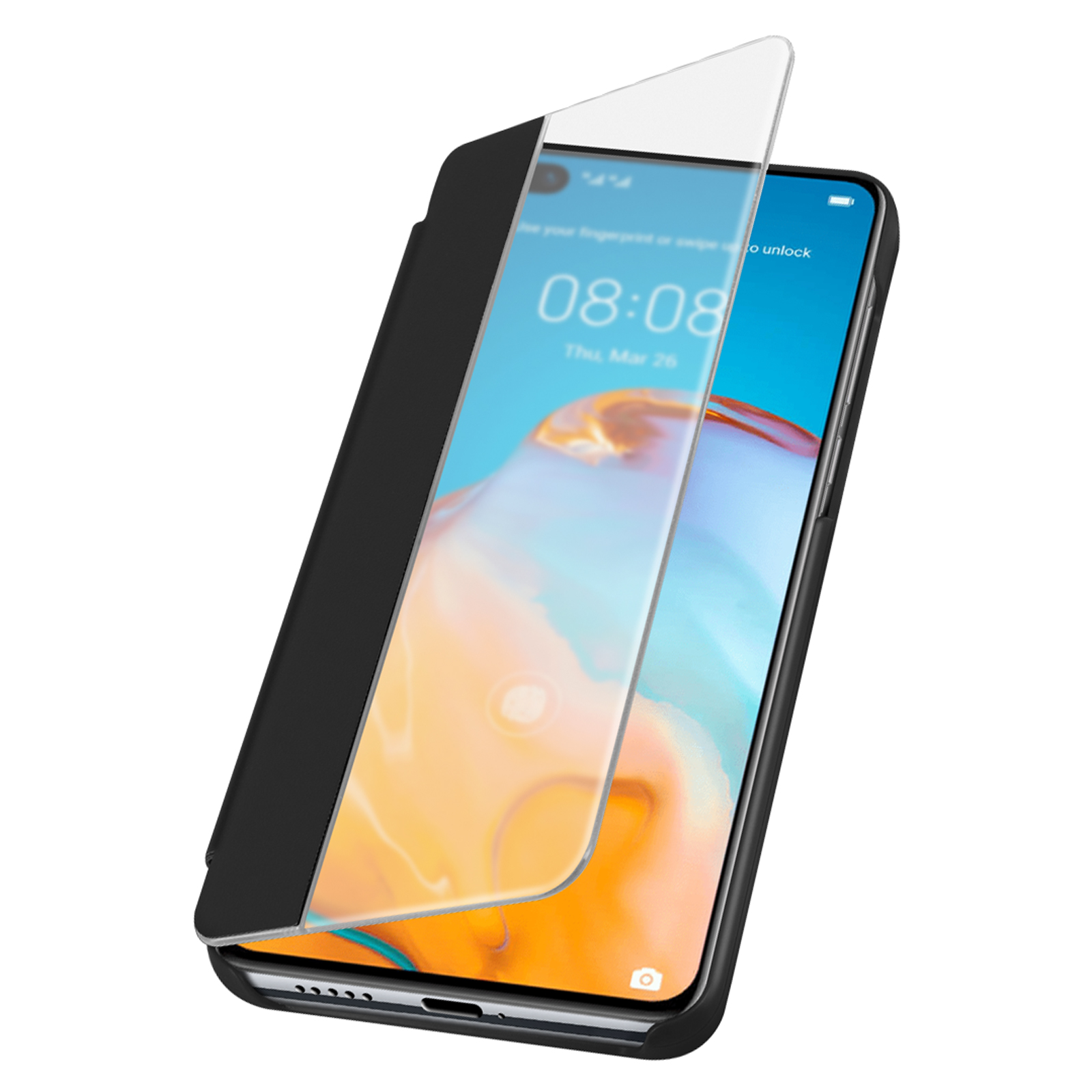 Window Pro, Huawei, Schwarz AVIZAR Series, View P40 Bookcover,