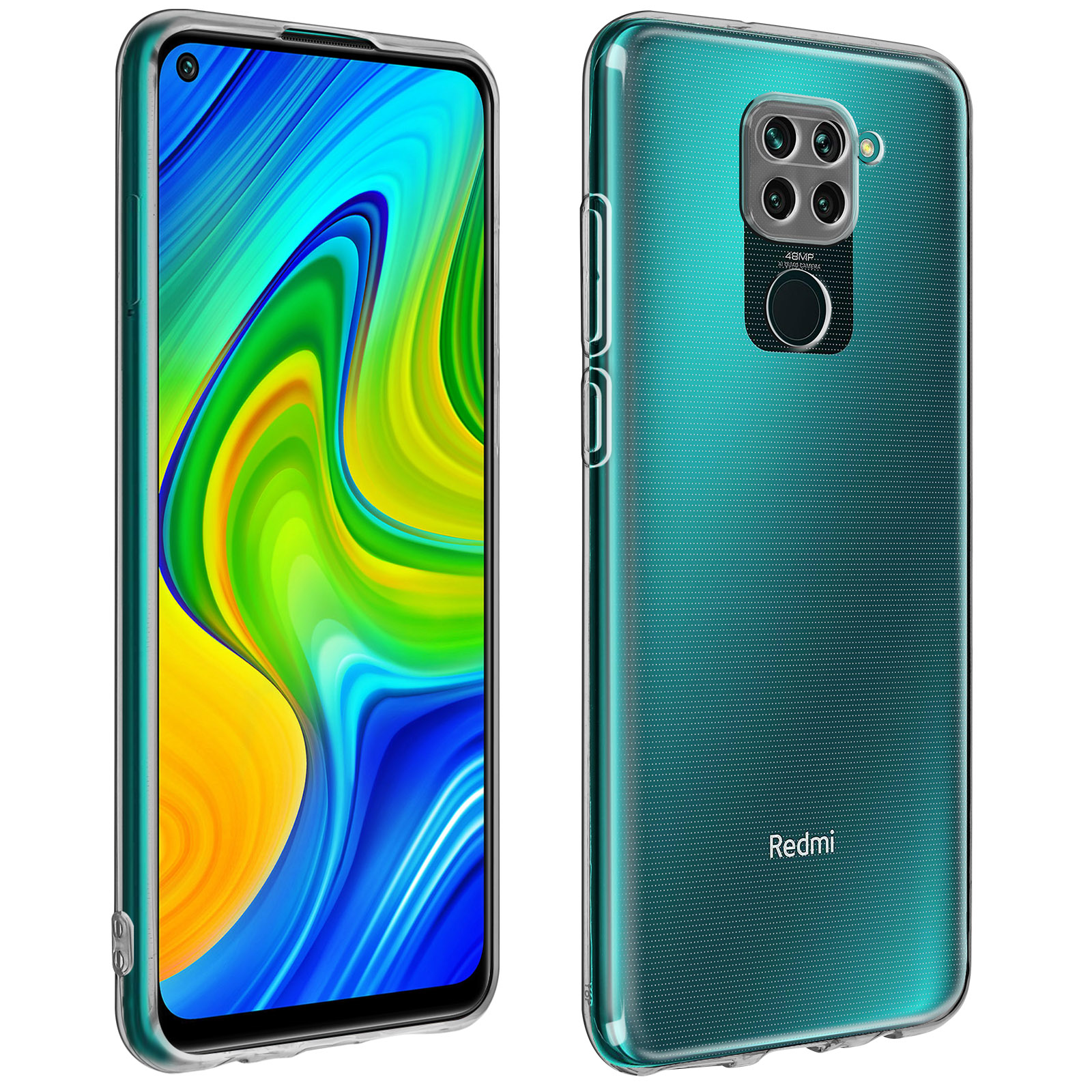 Telefono in una custodia trasparente, che mostra lo schermo.