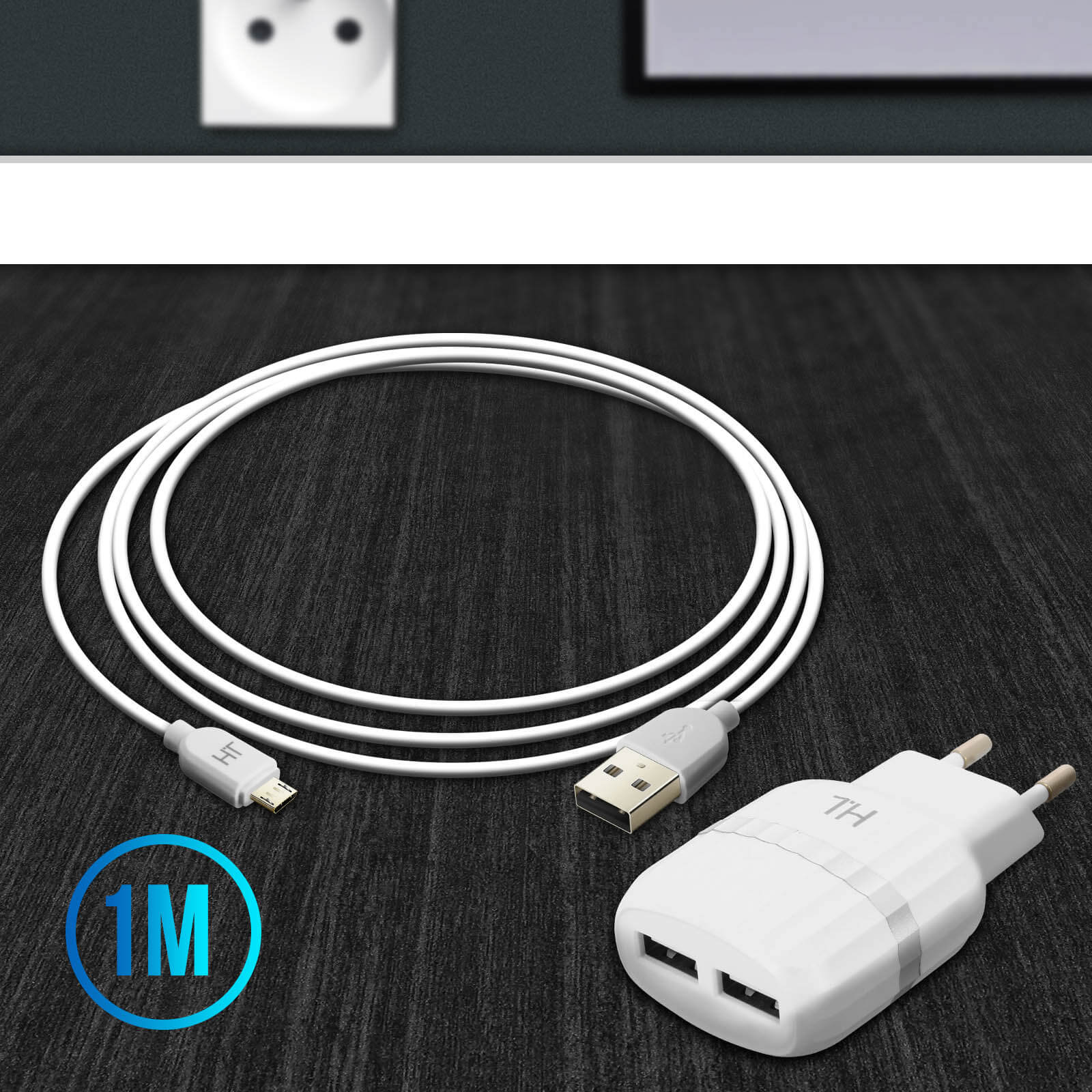 Netzteile 2.4A Weiß Netzteil, Universal, AVIZAR Wand-Ladegerät Micro-USB