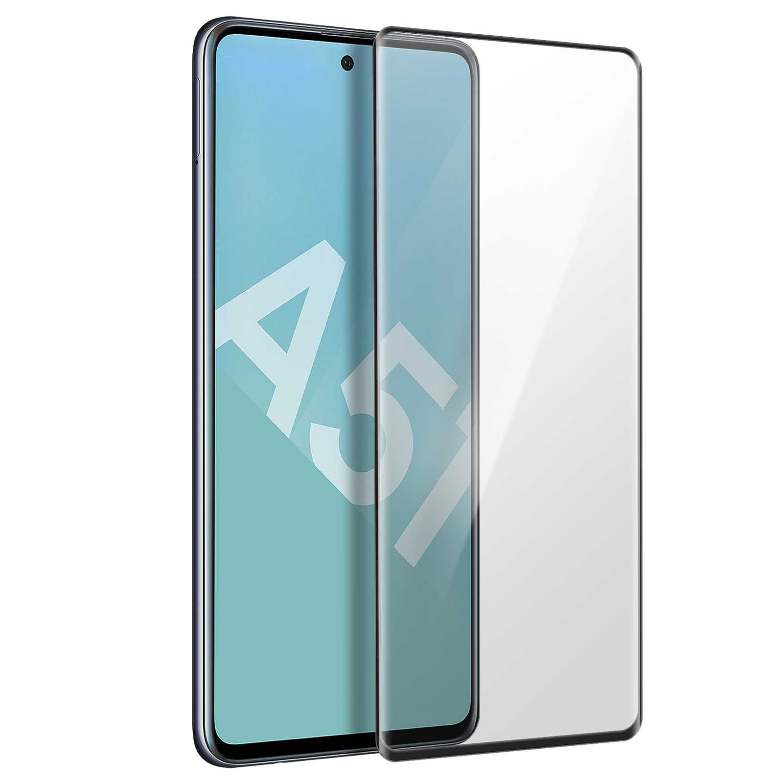 AVIZAR Gehärtetes Galaxy Schutzfolie Glas A51) 9H mit Samsung Glas-Folien(für Härtegrad, Schwarz Rand